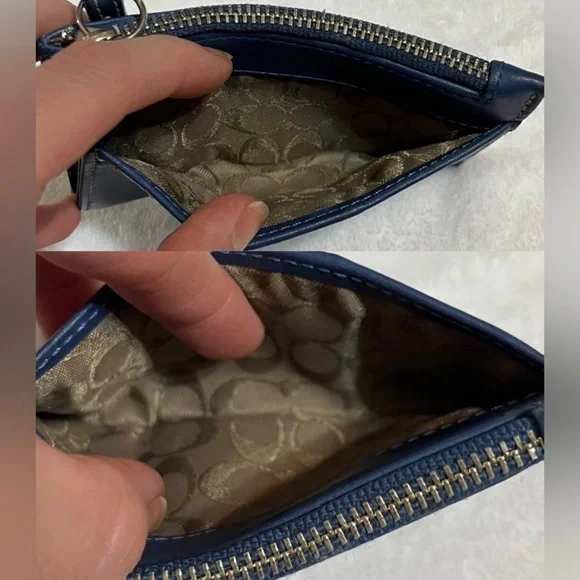 Vintage Coach Leather keychain wallet skinny mini in blue - Picture 8 of 8